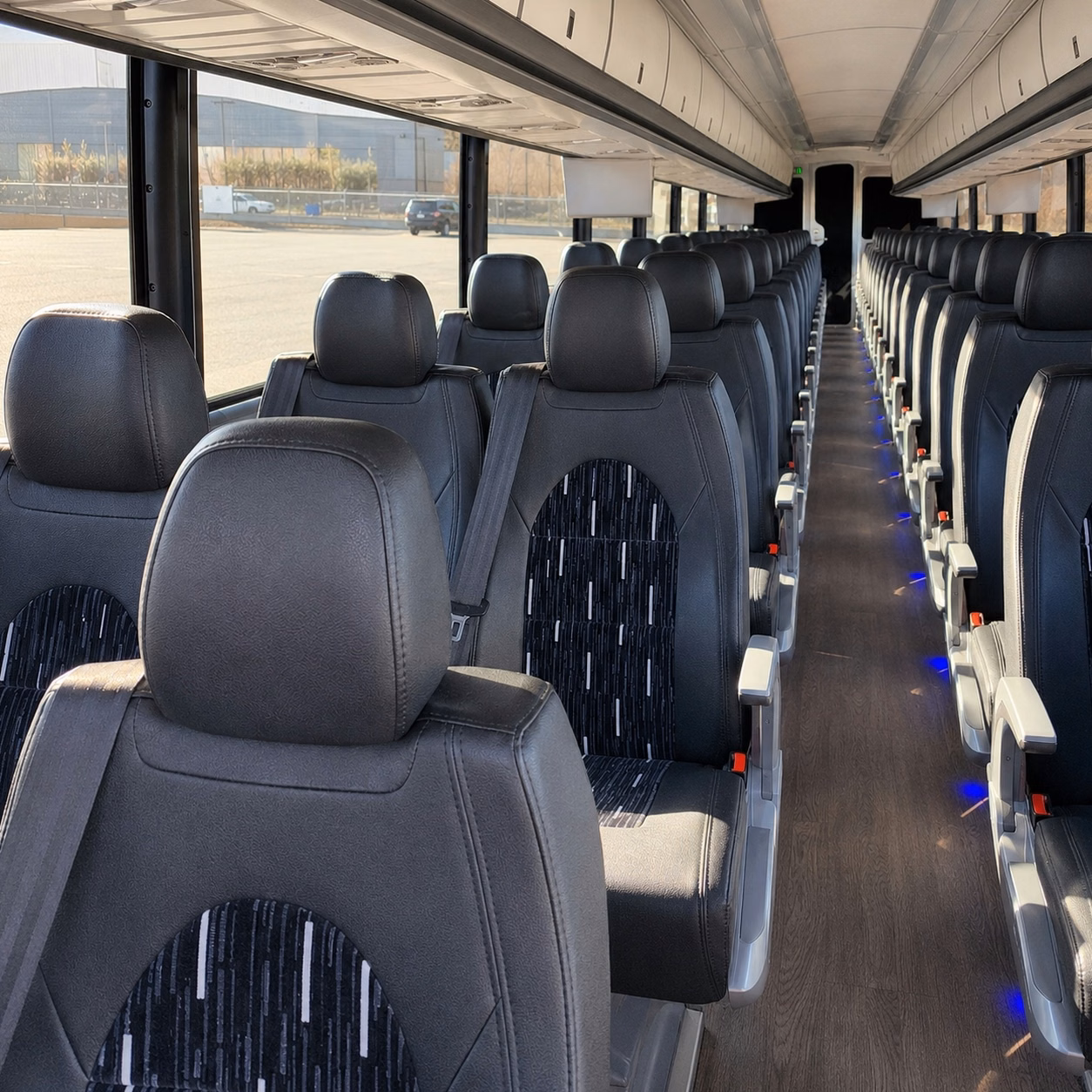 56 passenger charter bus inside